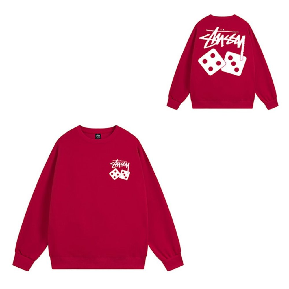 Stussy Dice Logo Sweatshirt Crew Sweat Red